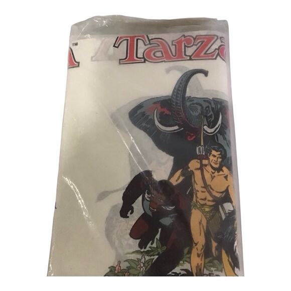 Vintage 1975 Tarzan Paper Table Cover Amscan USA 54x96 NOS Party Decoration - Picture 3 of 9